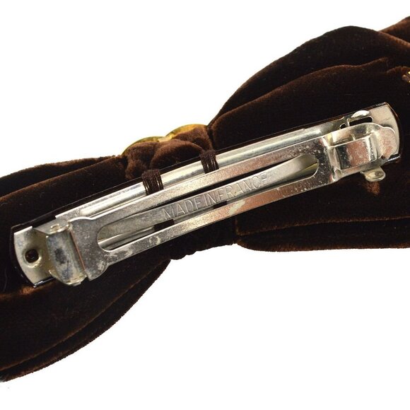 Chanel Brown Velvet Bow Hair Barrette main image 2